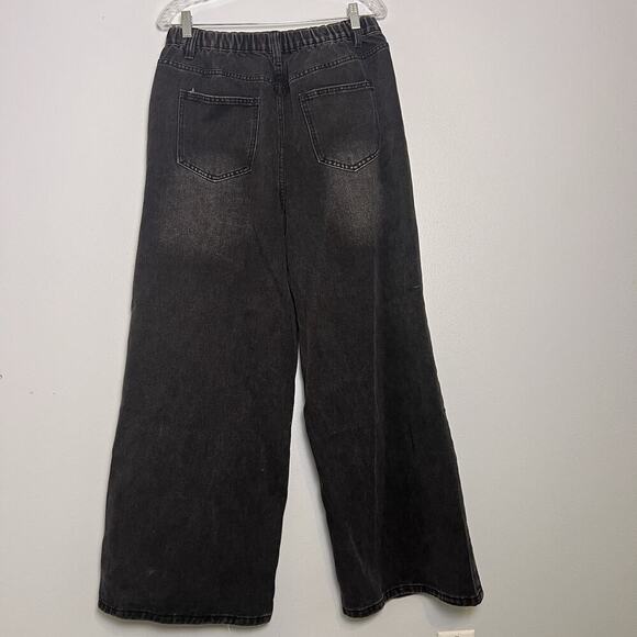 NWT Dazy Women's Black Wide Leg Jeans Boho Elastic Waistband Sz XL - Picture 13 of 15
